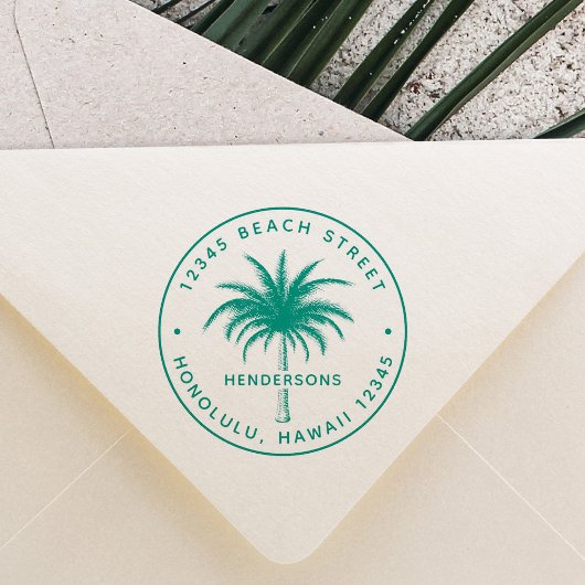 Tropisch palm Ronde retouradres Rubberstempel