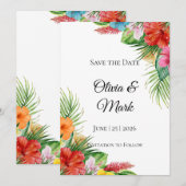 Tropisch Palmblad Bewaar de Datum | Moderne Zomer Kaart (Voorkant / Achterkant)