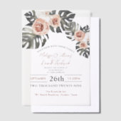 Tropisch Palmblad Botanisch Boho Chic Bruiloft Vellum Uitnodigingen (Offset)