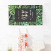 Tropisch palmblad en baby shower met script spandoek (Insitu)