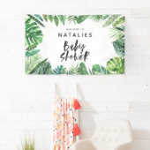 Tropisch palmblad en baby shower met script spandoek (Insitu)