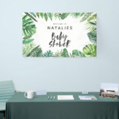 Tropisch palmblad en baby shower met script spandoek (Beurs)
