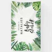Tropisch palmblad en baby shower met script spandoek (Verticaal)