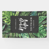 Tropisch palmblad en baby shower met script spandoek (Horizontaal)