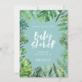 Tropisch palmblad en baby shower-uitnodiging voor save the date (Voorkant)