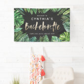 Tropisch palmblad en gouden bachelorette met scrip spandoek (Insitu)