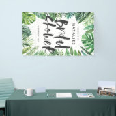 Tropisch palmblad en vrijgezellenfeest met script spandoek (Beurs)