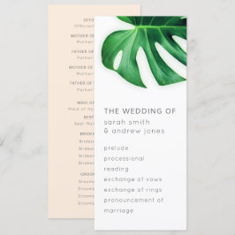 Tropisch palmblad minimalistisch trouwprogramma kaart