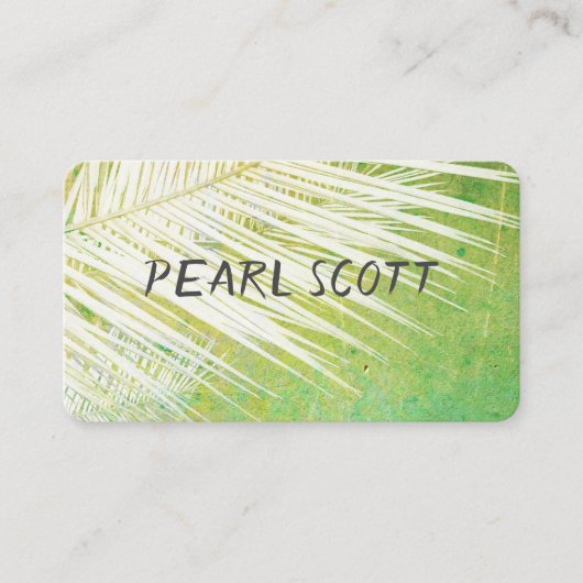 tropisch palmblad natuur groen en wit visitekaartje (Voorkant)