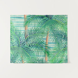 Tropisch Palmblad Patroon Kunst Wandkleed