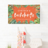 Tropisch palmblad & script bachelorette spandoek (Insitu)