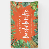 Tropisch palmblad & script bachelorette spandoek (Verticaal)