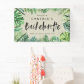 Tropisch palmblad & script bachelorette spandoek (Insitu)