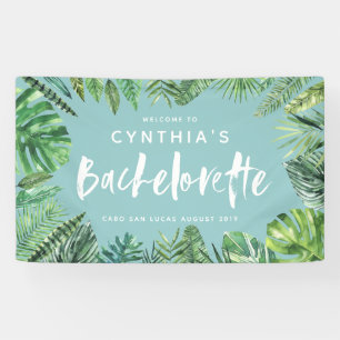 Tropisch palmblad & script bachelorette spandoek