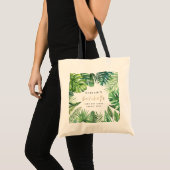 Tropisch palmblad & script bachelorette vakantie tote bag (Voorkant (product))