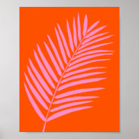 Tropisch palmblad Sinaasappel en roze