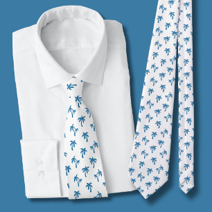 Tropisch palmbomenpatroon blauw stropdas