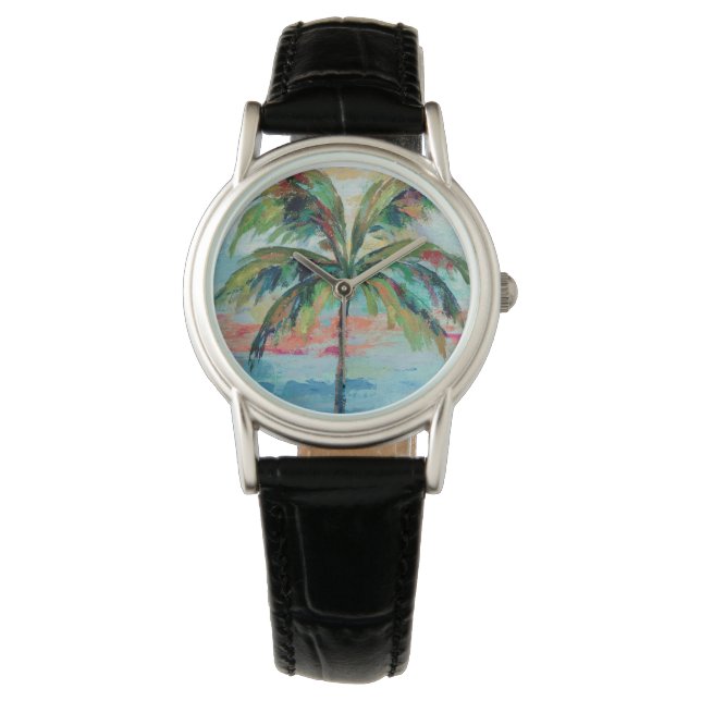 Tropisch | Palmboom Horloge (Voorkant)