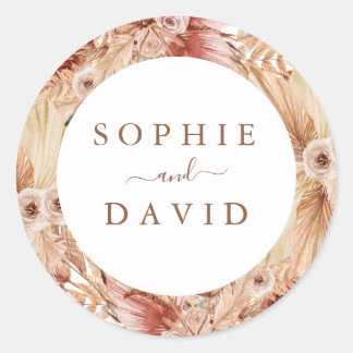 Tropisch Palmen Pampas Gras Loof Ronde Sticker
