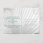 Tropisch palmgroen neonscript 21e verjaardag briefkaart (Achterkant)