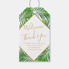 Tropisch palmgroen strand cadeaulabel