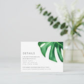 Tropisch palmlef minimalistisch huwelijk informatiekaartje (Staand voorkant)