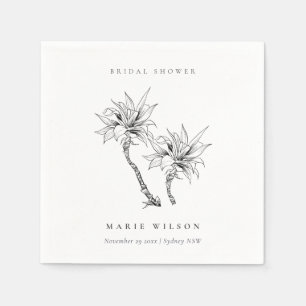 Tropisch Palms Black White Sketch Vrijgezellenfees Servet