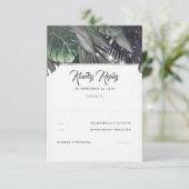 Tropisch palmstrand bruiloft RSVP (Staand voorkant)