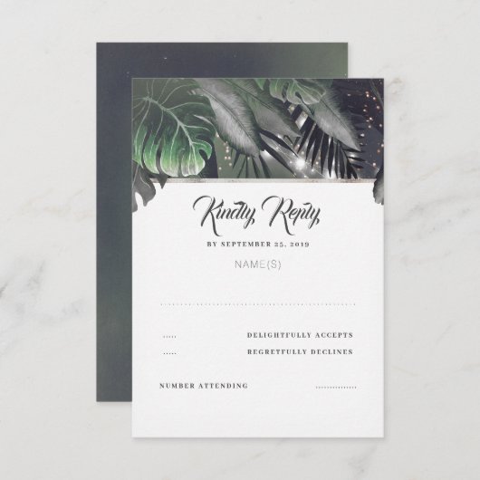 Tropisch palmstrand bruiloft RSVP (Voorkant / Achterkant)