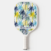 Tropisch palmstructuurpatroon Aangepaste tekstnaam Pickleball Paddle (Achterkant)