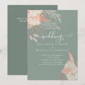 Tropisch Pampas Gras Terracotta Bruiloft Kaart (Voorkant / Achterkant)