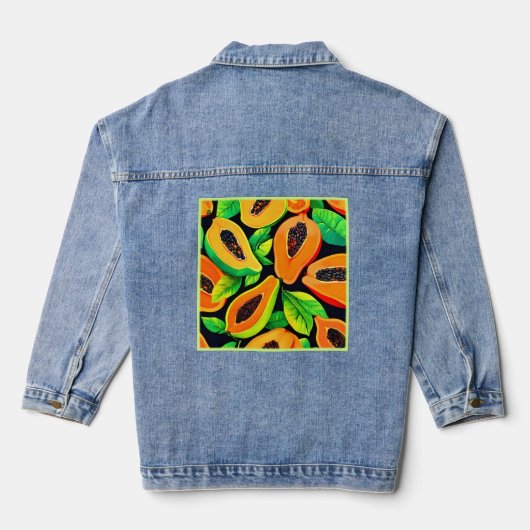 tropisch papaya paradijs denim jacket (Achterkant)