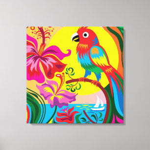 Tropisch papegaaienparadijs canvas afdruk