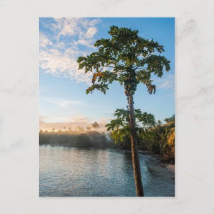 Tropisch paradijs bij zonsondergang, Fiji Briefkaart