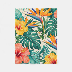 Tropisch Paradijs Botanisch Bloemmotief Fleece Deken