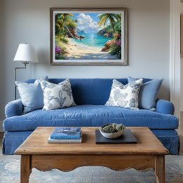 Tropisch paradijs: een afgelegen strandvlucht imitatie canvas print