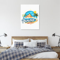 Tropisch paradijs eiland logo kunst