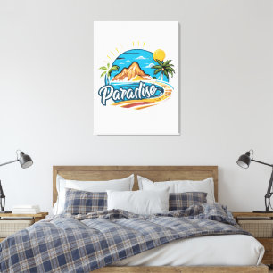 Tropisch paradijs eiland logo kunst canvas afdruk