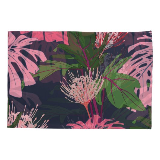 Tropisch paradijs: exotische bladeren en bloemen kussensloop (Achterkant)