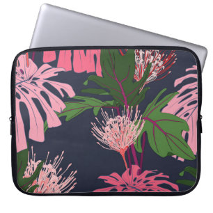 Tropisch paradijs: exotische bladeren en bloemen laptop sleeve