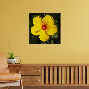 Tropisch Paradijs Gele Hibiscus Bloem Mat Poster