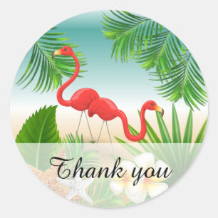 Tropisch paradijs met Flamingos Ronde Sticker