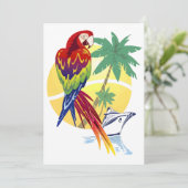 Tropisch paradijs met Macaw en cruiseschip Kaart (Staand voorkant)