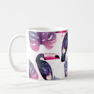 Tropisch paradijs met waterverf parrots en palm koffiemok