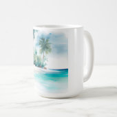 Tropisch paradijs met zandstrand en palmbomen koffiemok (Voorkant rechts)