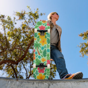 Tropisch Paradijs – Palmbladeren & Hibiscus Patroo Skateboard