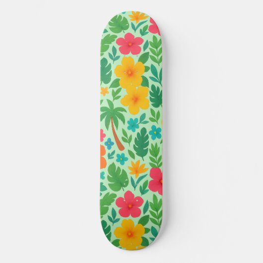 Tropisch Paradijs – Palmbladeren & Hibiscus Patroo Skateboard (Voorkant)
