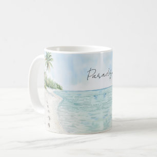 Tropisch Paradijs Strand Palmbomen Koffiemok