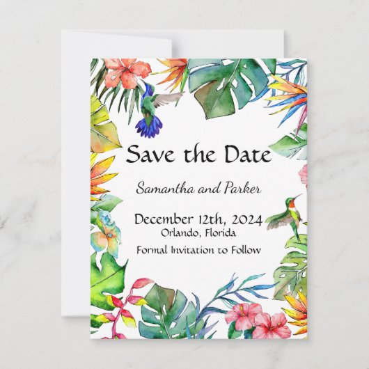 Tropisch Paradijs Thema Save The Date (Voorkant)