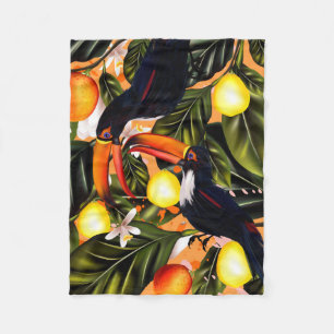 Tropisch paradijs. Toucans en citrus Fleece Deken